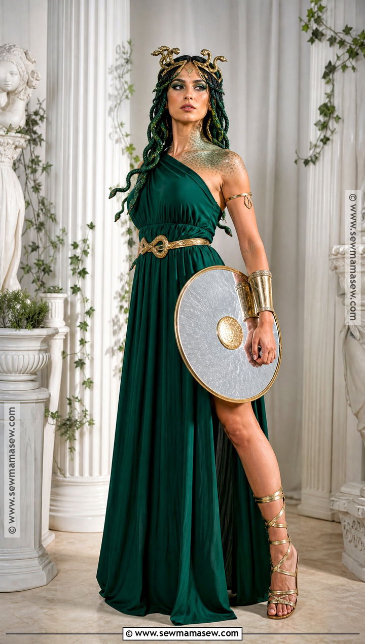 Medusa Costume With Green Draped Dress - 35 killer costume ideas