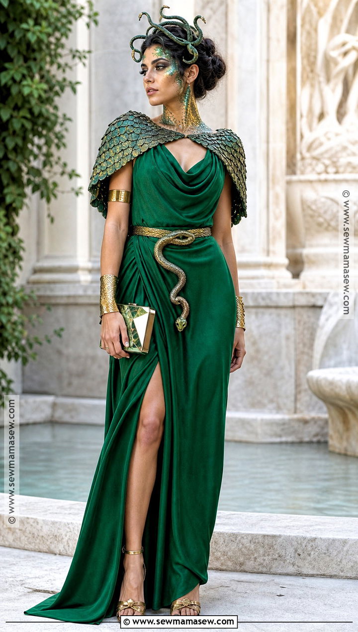 Medusa Costume With Green Snake Crown - 35 Fantasy Costumes