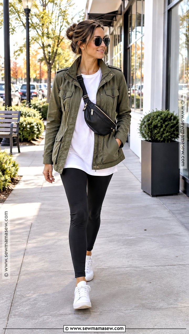 Memphis Fall Utility Jacket And Black Leggings Outfit - 15 Memphis Outfits Fall