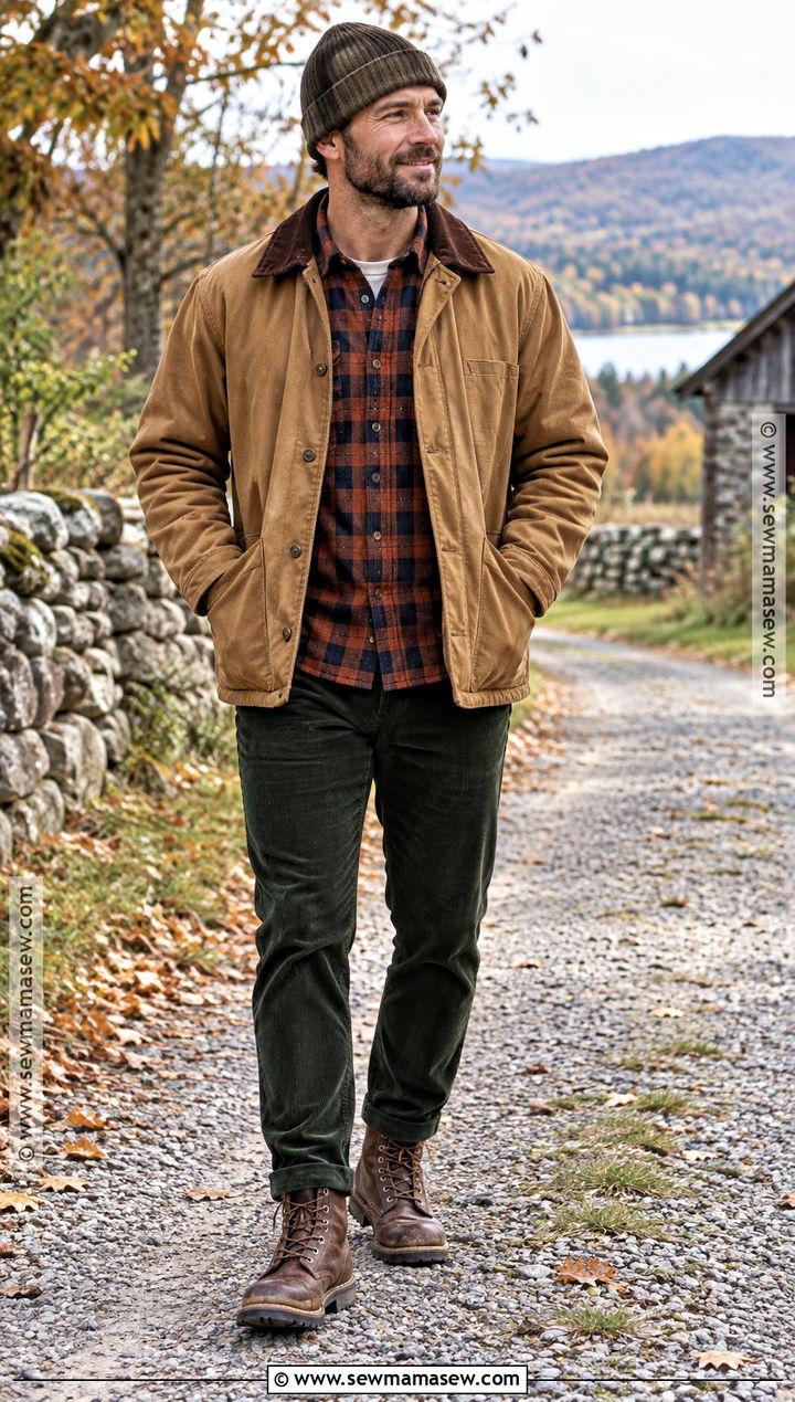 Mens Autumn Barn Coat And Corduroy Pants Outfit - 15 autumn outfits for men 2026
