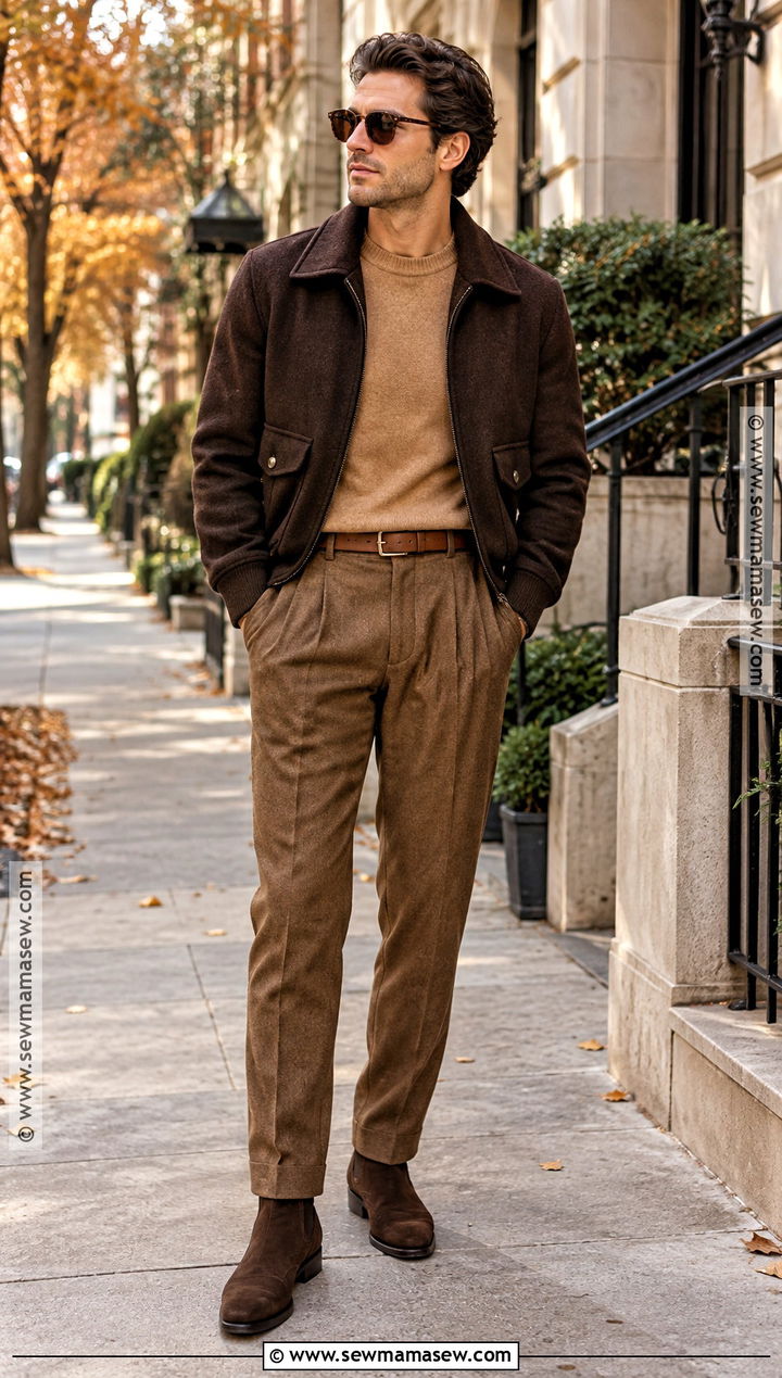 Mens Autumn Brown Monochrome Outfit - 15 autumn mens style ideas