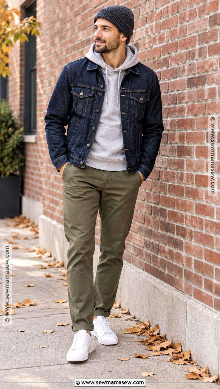 Mens Autumn Denim Jacket And Hoodie Outfit - 15 autumn outfits for men 2026