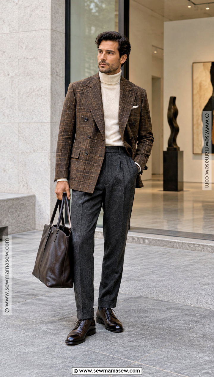 Mens Autumn Double Breasted Blazer Outfit - 15 Autumn Outfit Ideas Male