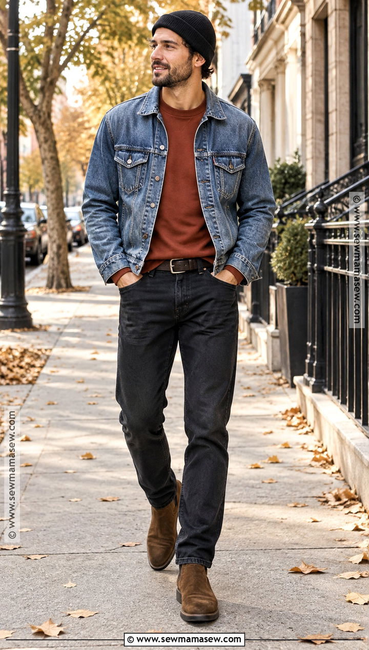 Mens Autumn Double Denim Outfit - 25 autumn fits for men