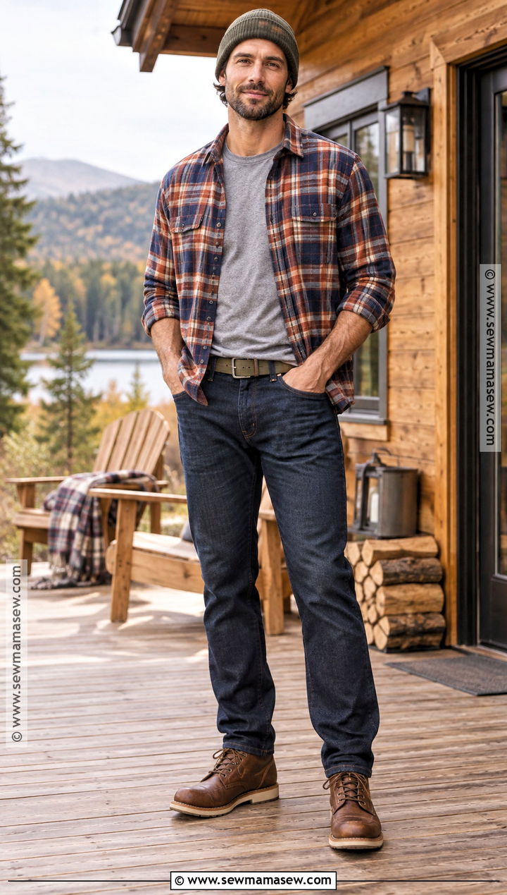 Mens Autumn Flannel Shirt Outfit - 20 autumn man style ideas