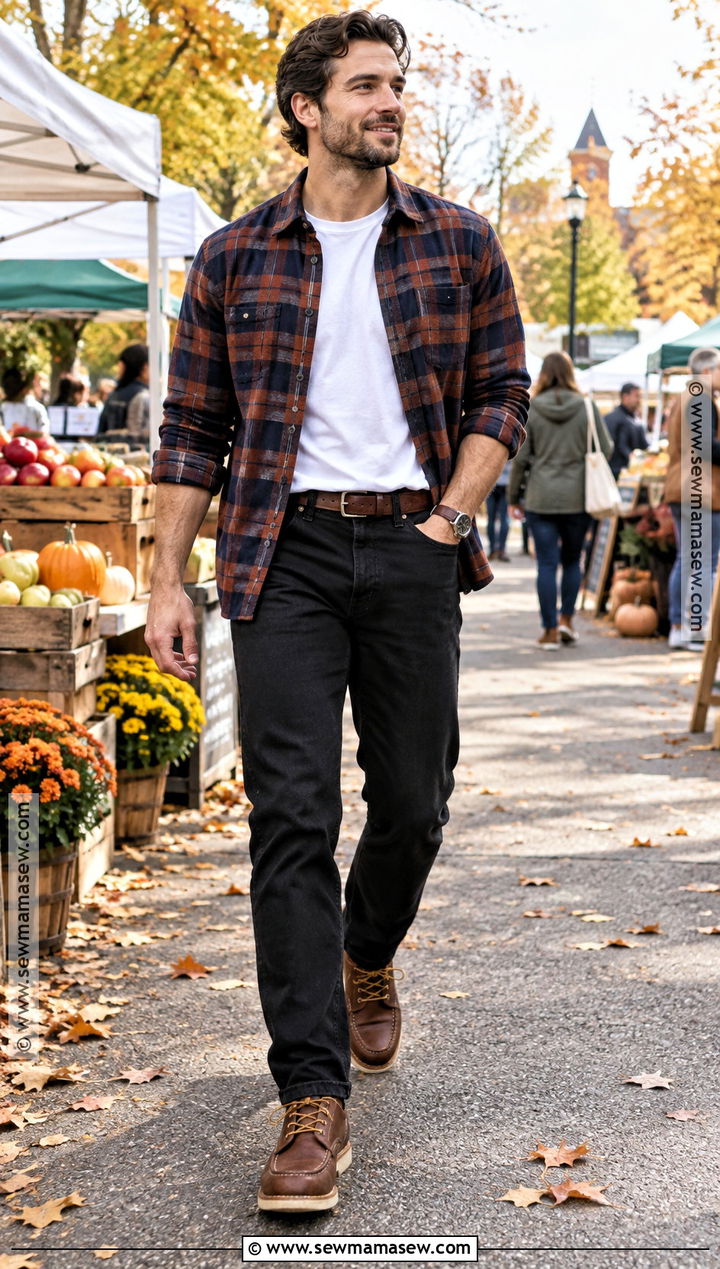 Mens Autumn Flannel Shirt Outfit - 25 autumn fits for men