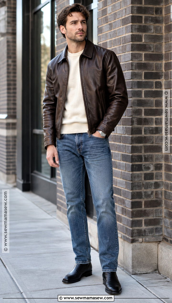 Mens Autumn Leather Jacket Outfit - 20 Autumn Outfits Men Street Styles