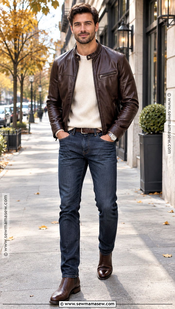 Mens Autumn Leather Jacket Outfit - 25 autumn fits for men