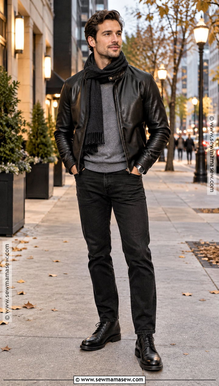 Mens Autumn Leather Jacket Outfit - 15 autumn mens style ideas