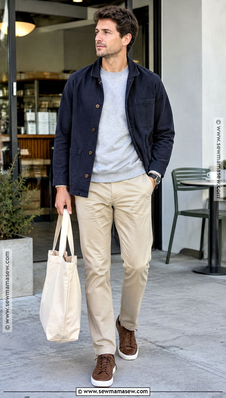 Mens Autumn Outfit With Chore Jacket And Chinos - 25 mens autumn outfits