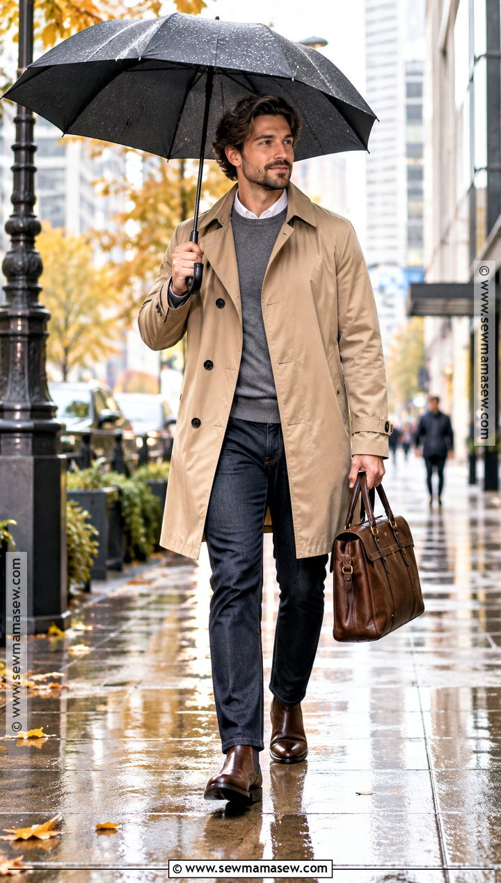 Mens Autumn Outfit With Trench Coat And Knitwear - 25 mens autumn outfits