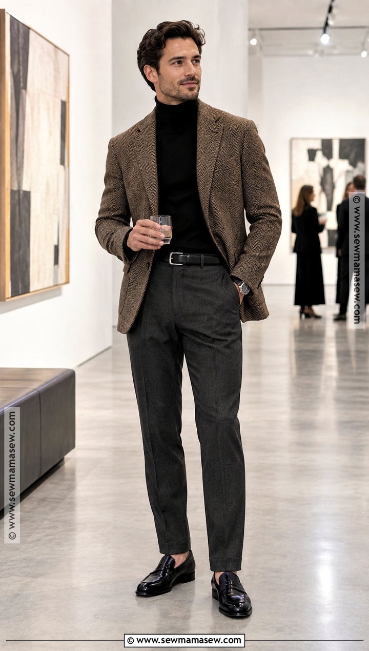 Mens Autumn Outfit With Turtleneck And Blazer - 25 mens autumn outfits
