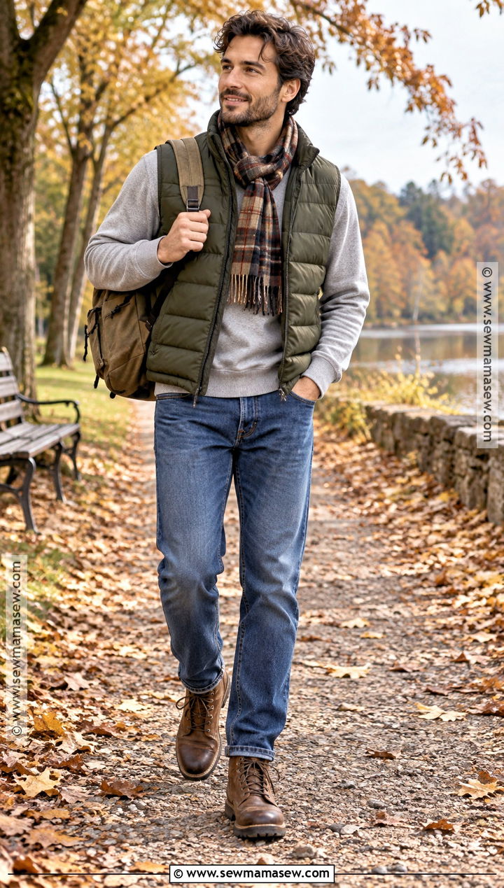 Mens Autumn Puffer Vest And Sweatshirt Outfit - 15 autumn outfits for men 2026