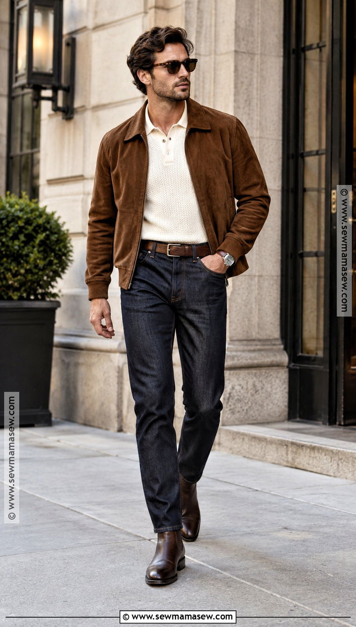 Mens Autumn Suede Jacket Outfit - 15 autumn wear ideas for men