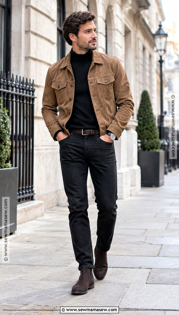Mens Autumn Suede Jacket Outfit - 20 Autumn Outfits Men Street Styles