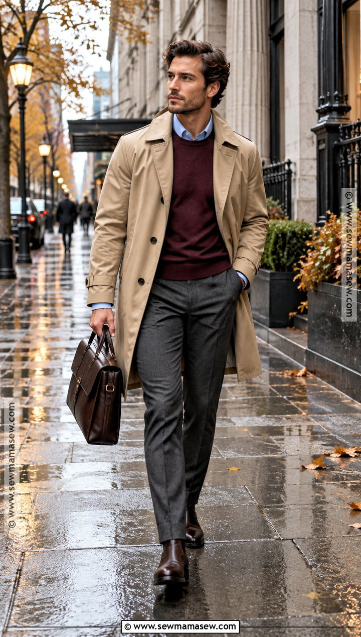 Mens Autumn Trench Coat And Tailored Trousers Outfit - 15 autumn outfits for men 2026