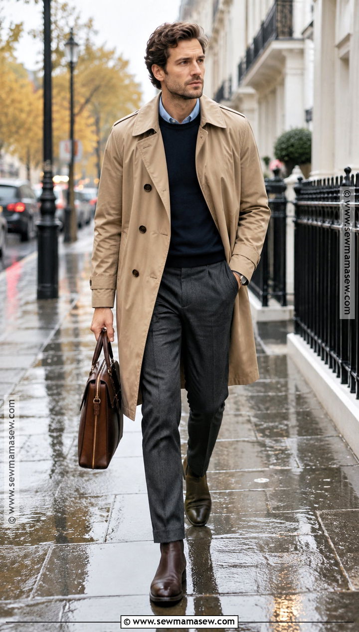 Mens Autumn Trench Coat Outfit - 15 autumn wear ideas for men