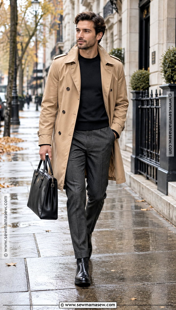 Mens Autumn Trench Coat Outfit - 20 autumn man style ideas