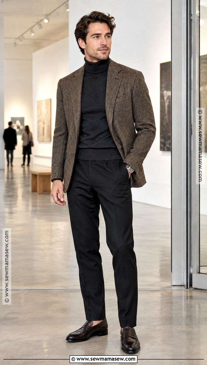 Mens Autumn Turtleneck And Blazer Outfit - 15 autumn wear ideas for men