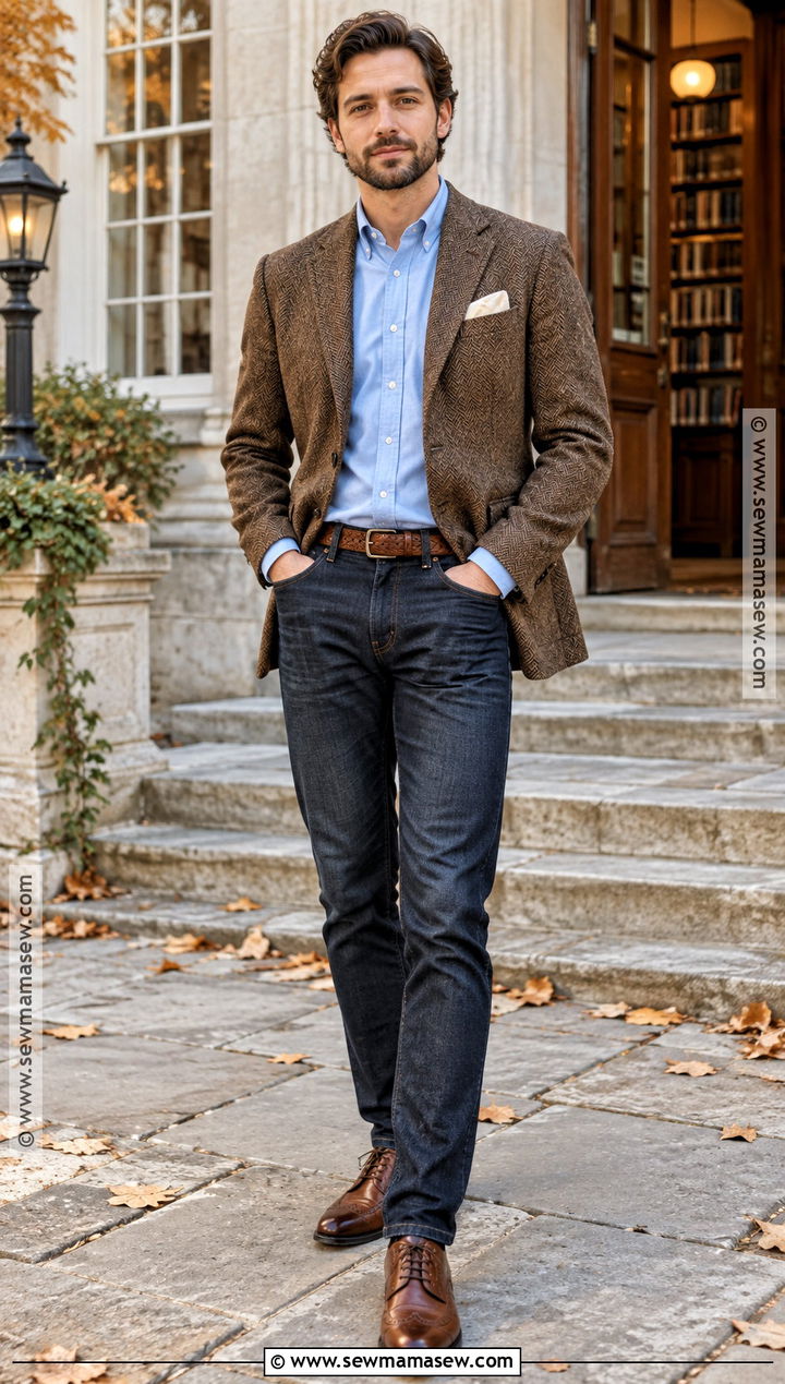 Mens Autumn Tweed Blazer Outfit - 15 autumn mens style ideas