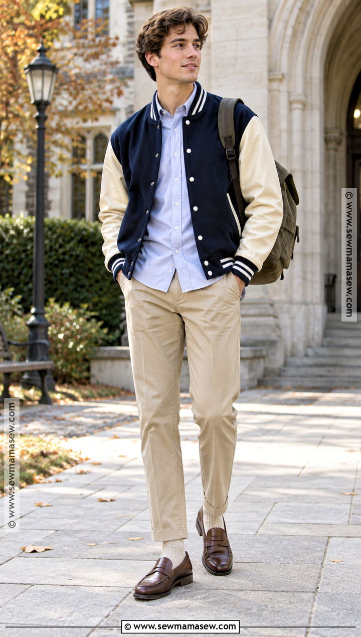 Mens Autumn Varsity Jacket Outfit - 20 Autumn Outfits Men Street Styles