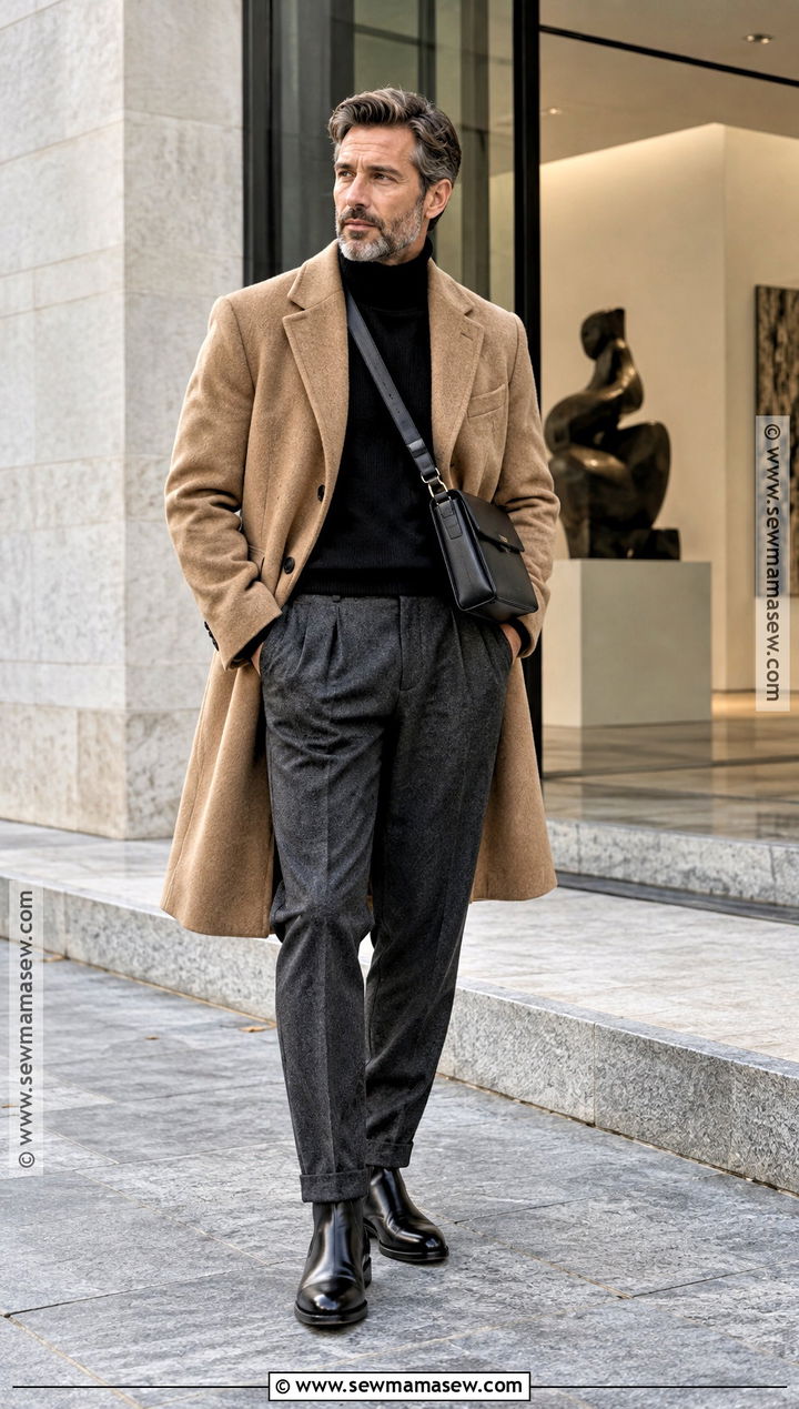 Mens Autumn Wool Overcoat Outfit - 20 Autumn Outfits Men Street Styles