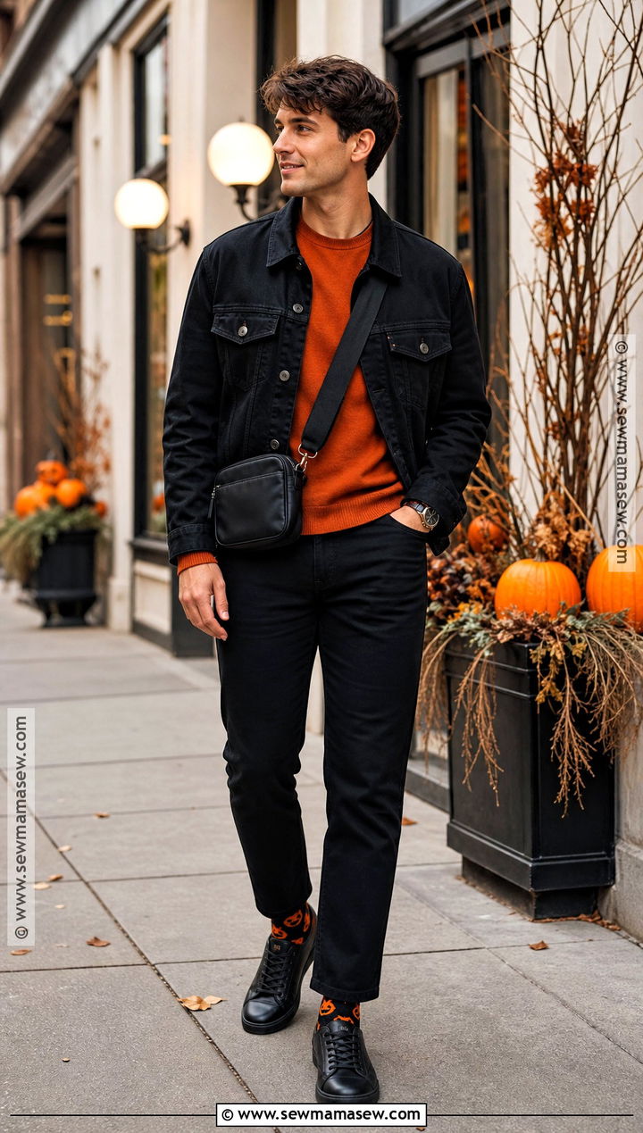 Mens Black And Orange Halloween Outfit - 50 halloween outfits