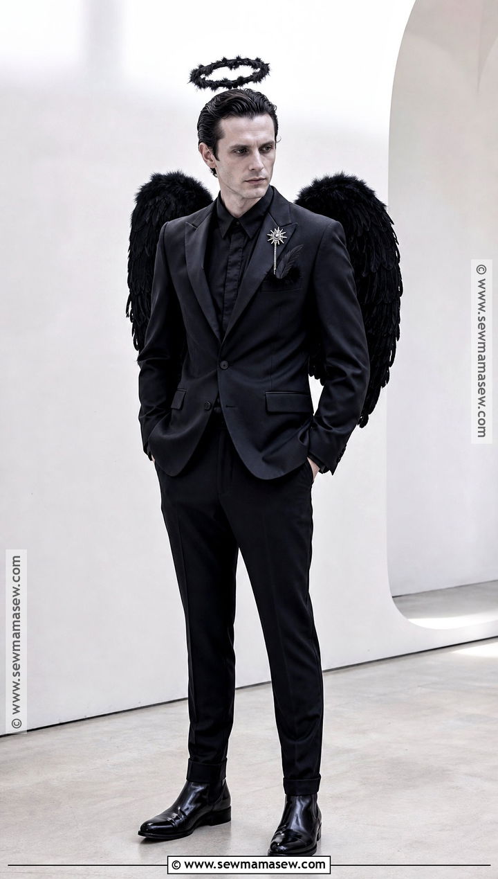 Mens Black Angel Costume With Black Suit - 40 black angel costume ideas