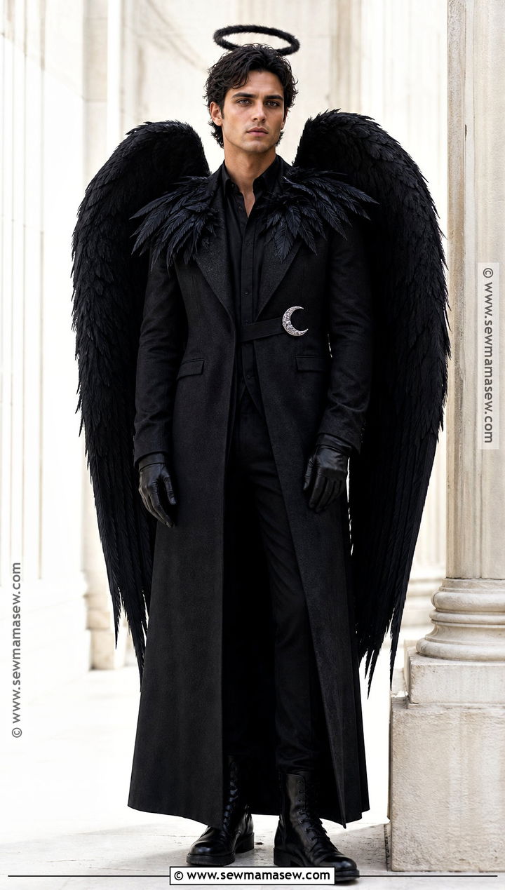Mens Black Angel Costume With Long Coat - 40 black angel costume ideas