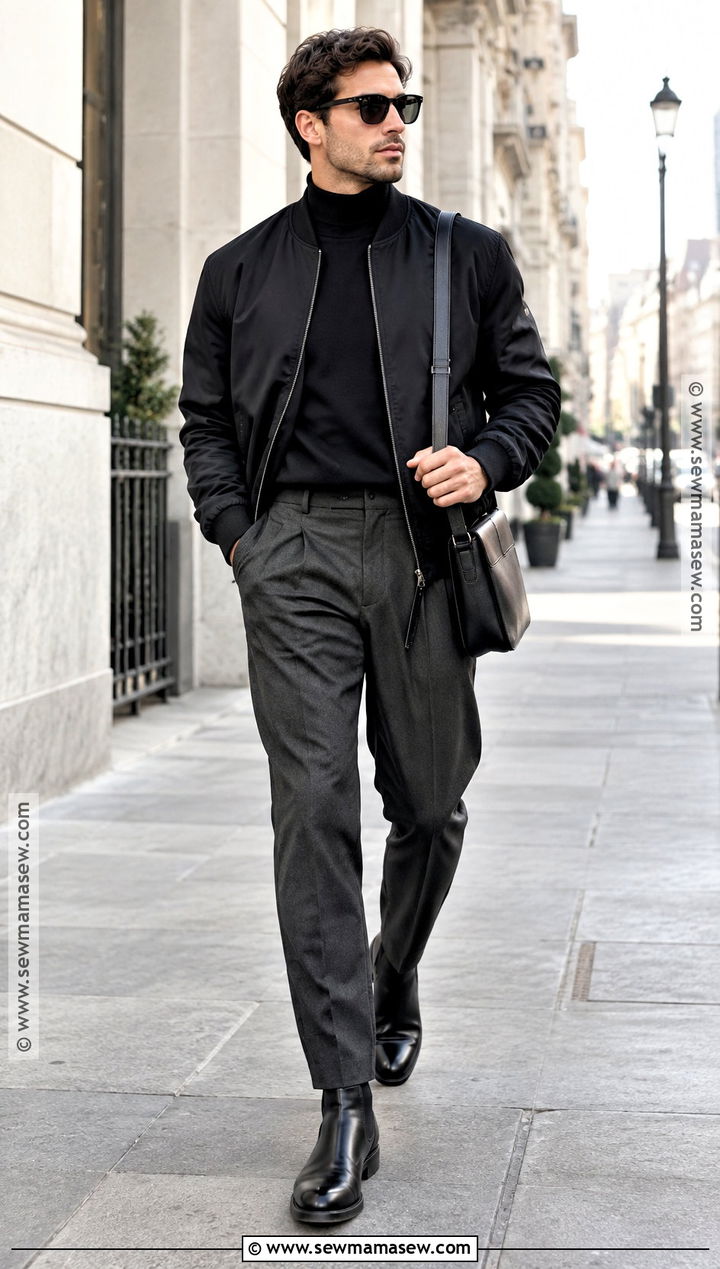 Mens Black Bomber Jacket Fall Outfit - 25 mens outfits fall