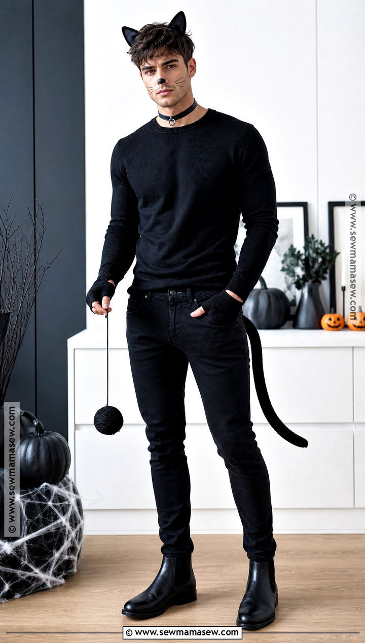 Mens Black Cat Costume With Black Jeans - 45 black cat halloween costume ideas