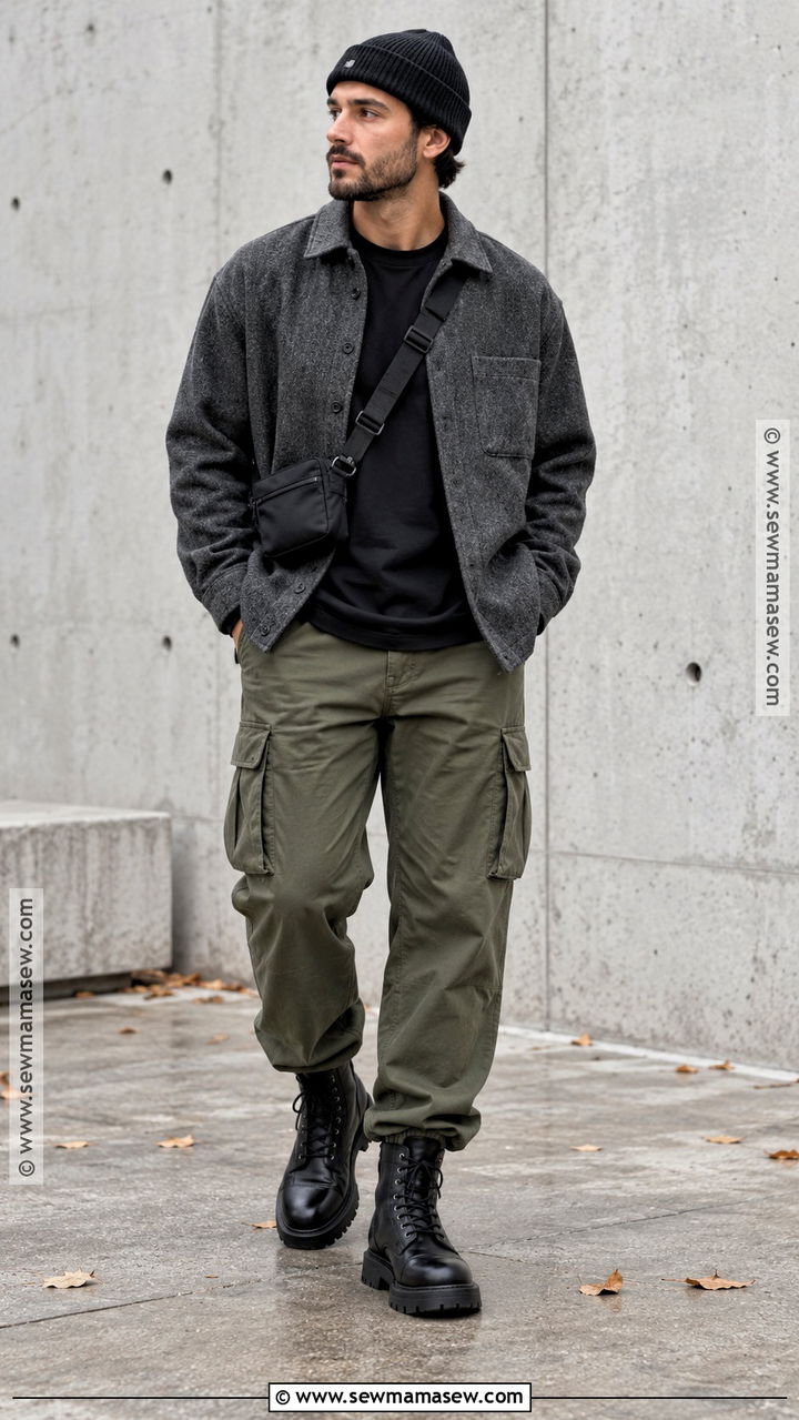Mens Black Combat Boots With Cargo Pants - 20 men fall shoes