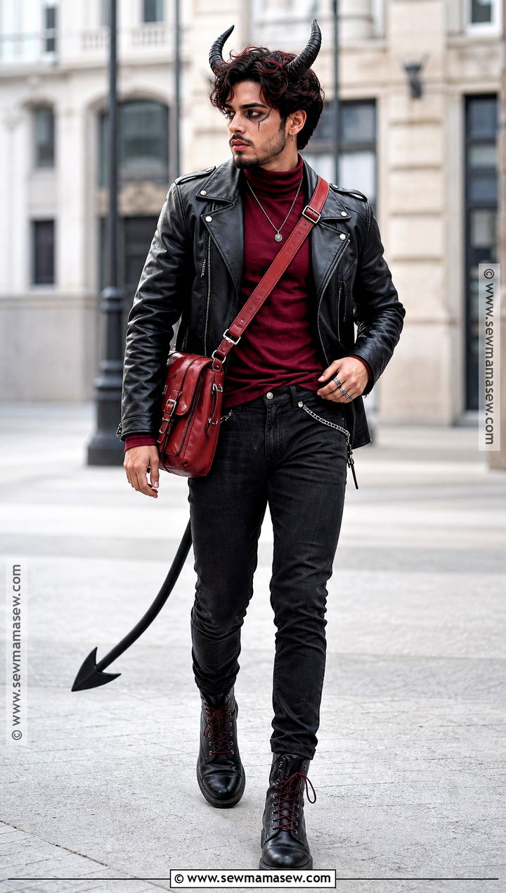 Mens Black Demon Outfit With Moto Jacket - 30 demon outfit ideas