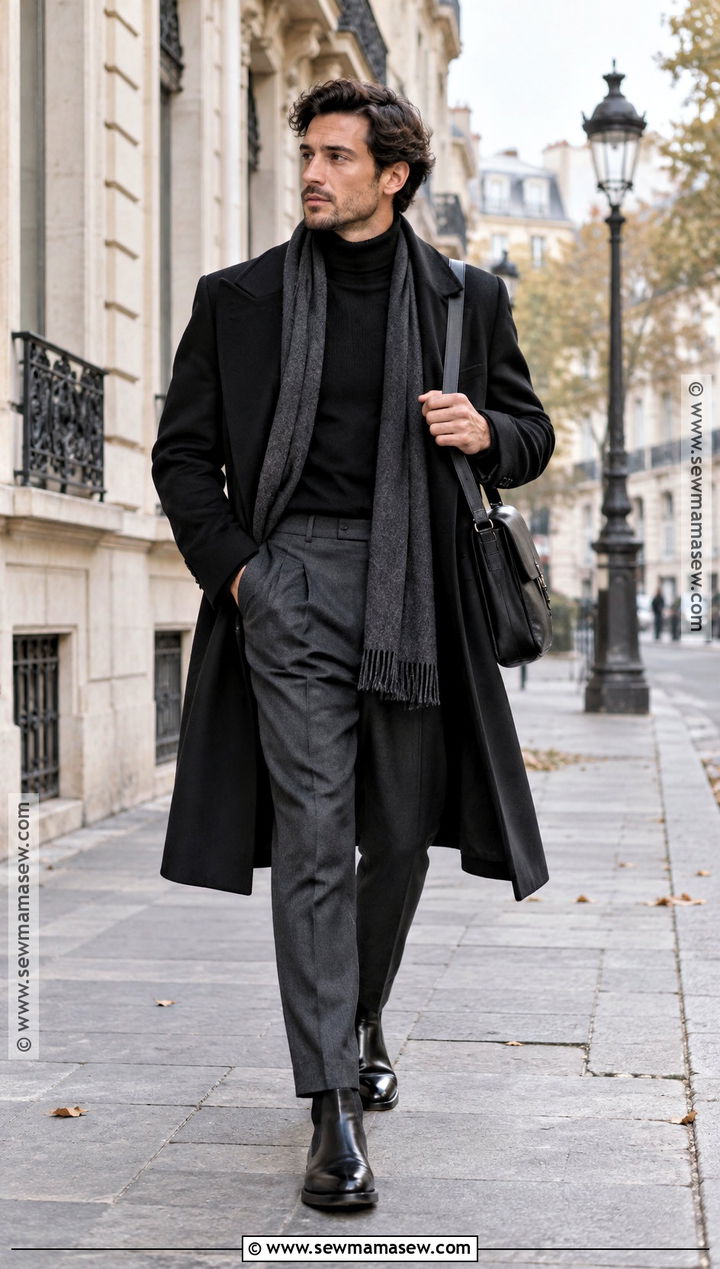 Mens Black Wool Coat Paris Fall Outfit - 15 Mens Europe Fall Outfits