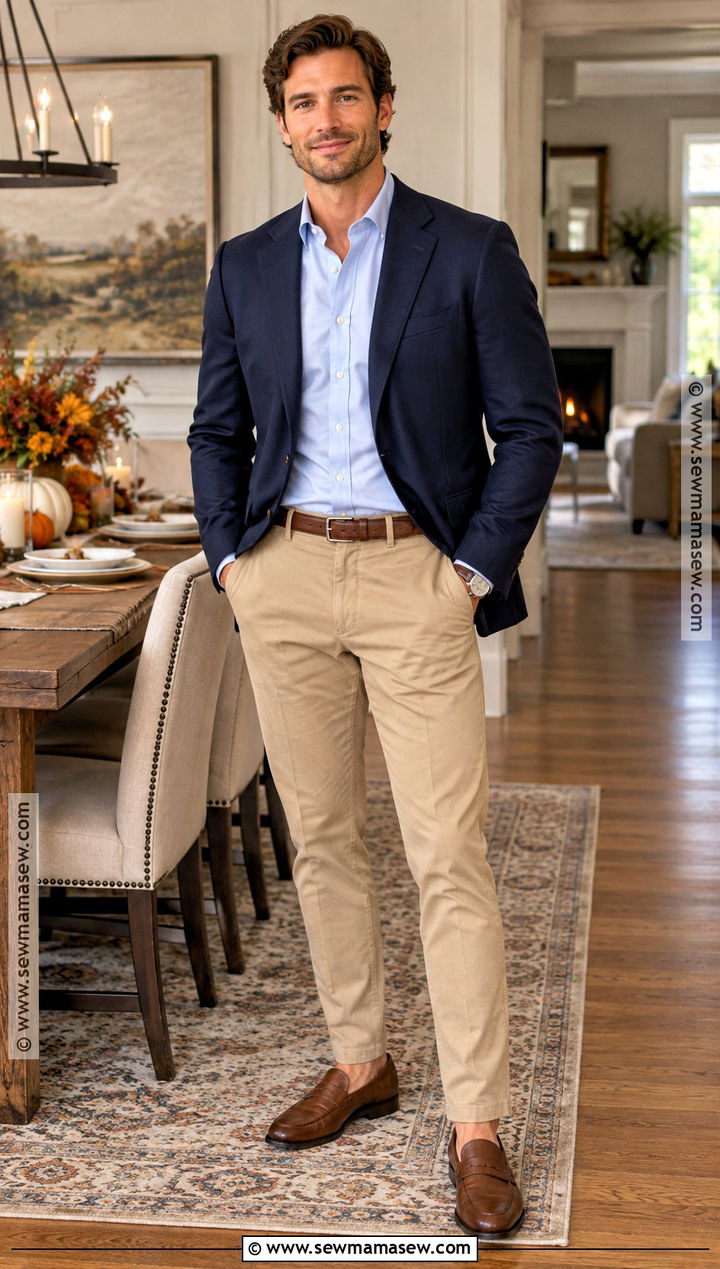 Mens Blazer And Chinos Thanksgiving Outfit - 25 Men Thanksgiving Outfit Ideas