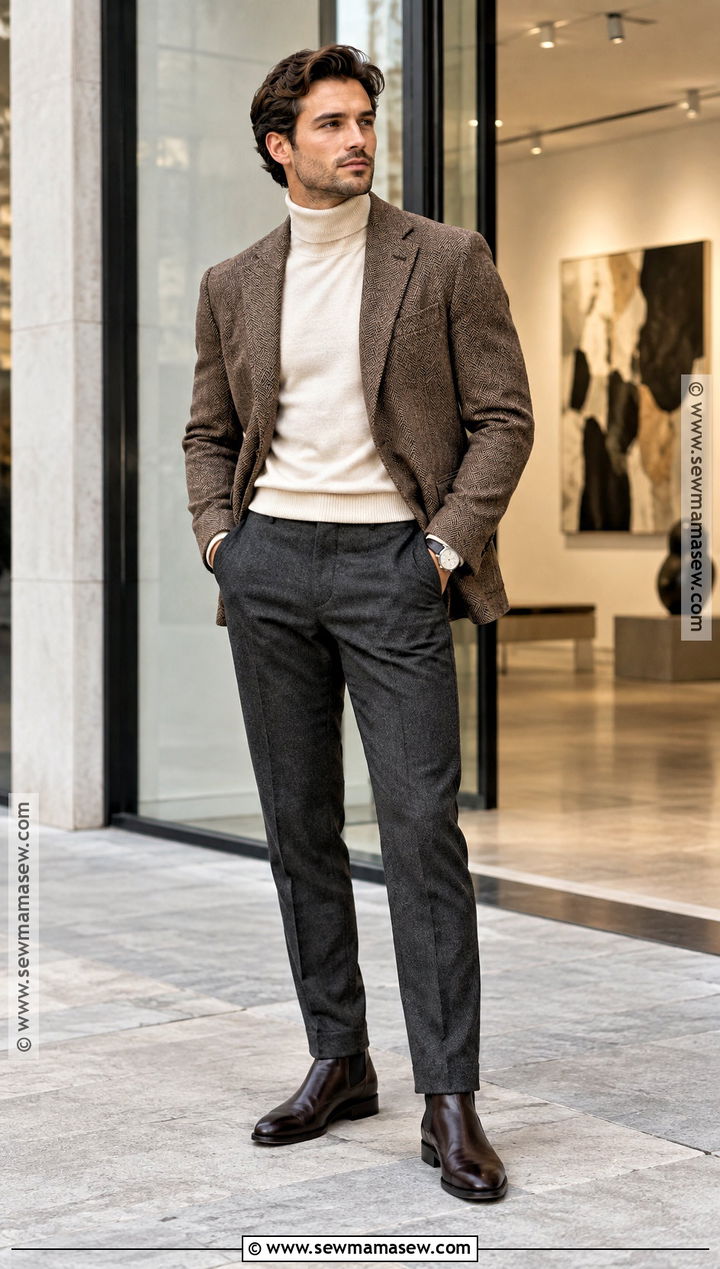 Mens Blazer and Turtleneck Outfit - 25 mens fall fashion ideas