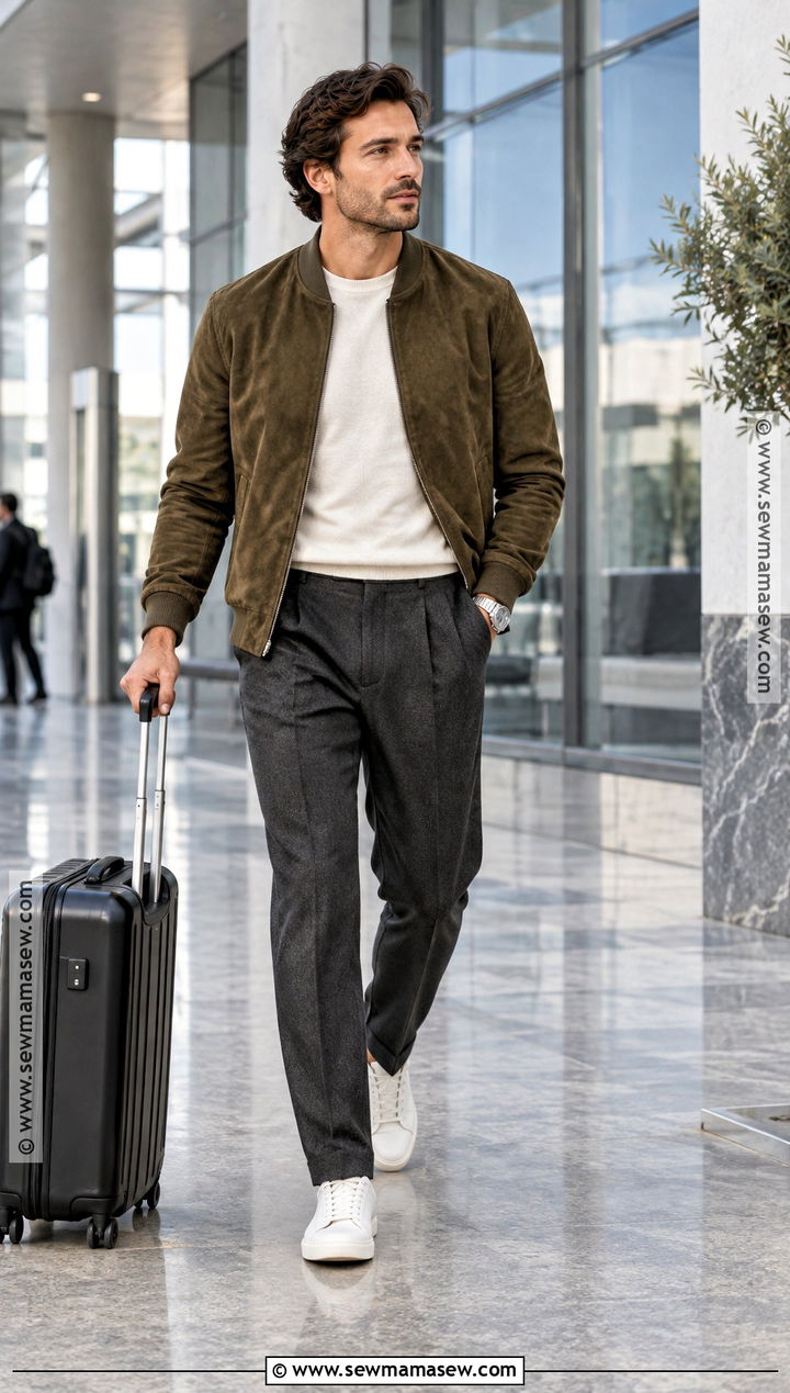 Mens Bomber Jacket and Wool Pants Fall Outfit - 20 men fall fits