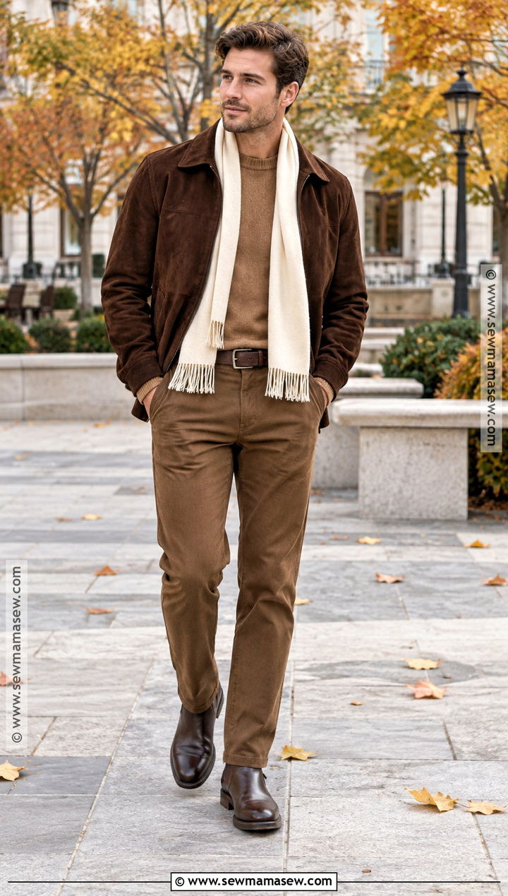 Mens Brown Jacket and Brown Trousers Fall Outfit - 20 men fall fits