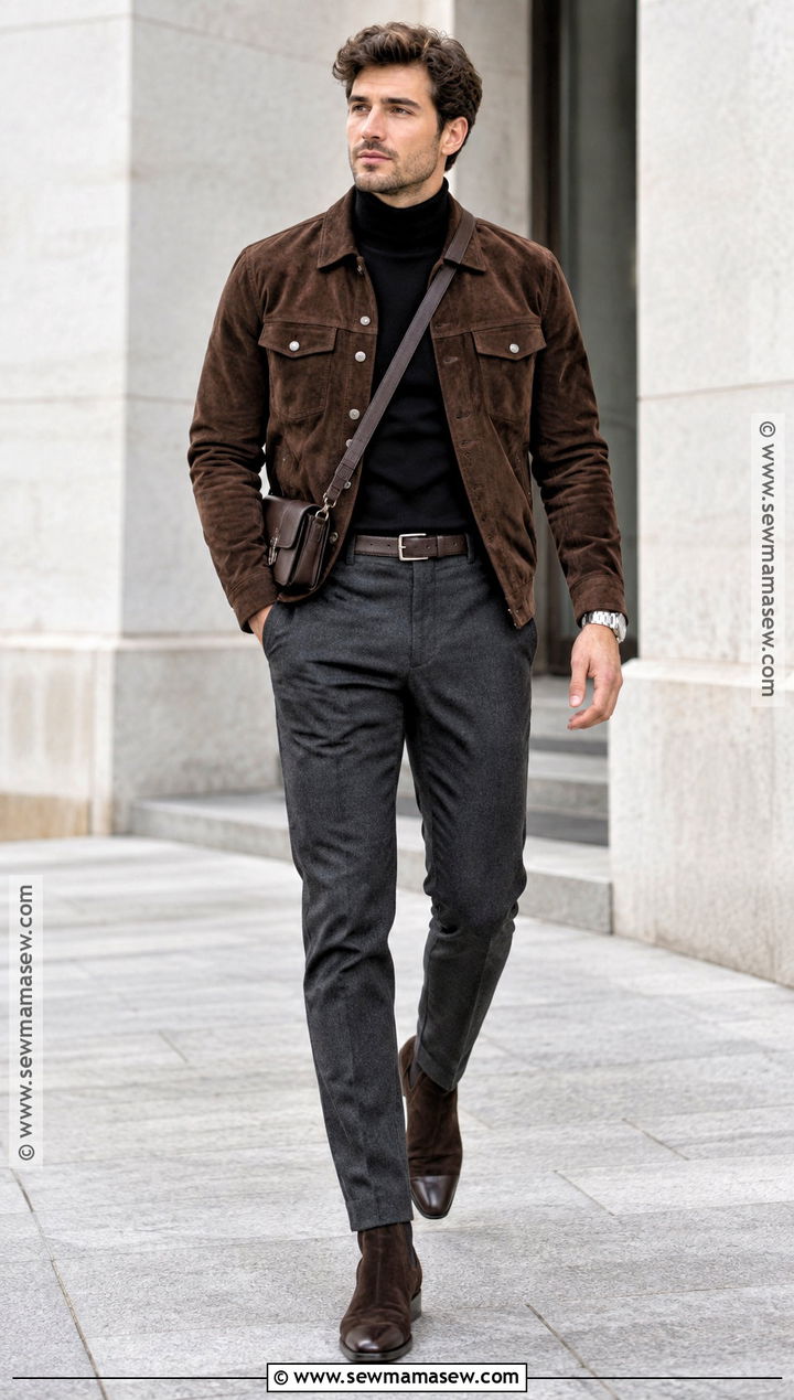 Mens Brown Suede Jacket Fall Outfit - 25 fall outfits men autumn