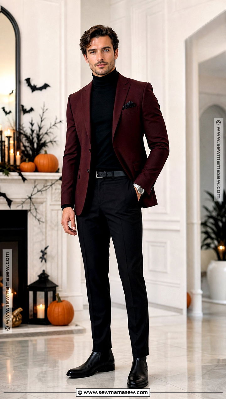 Mens Burgundy Blazer Halloween Party Outfit - 40 halloween party outfits