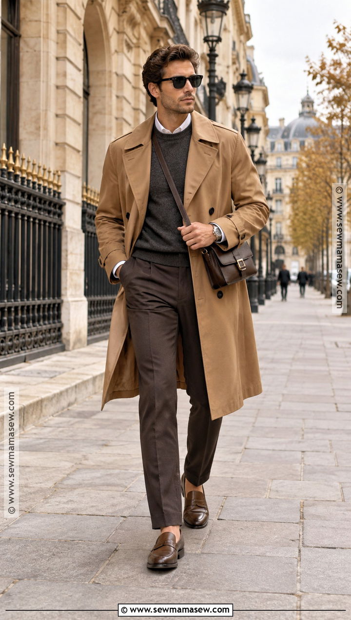 Mens Camel Trench Coat Fall Outfit - 15 Mens Europe Fall Outfits