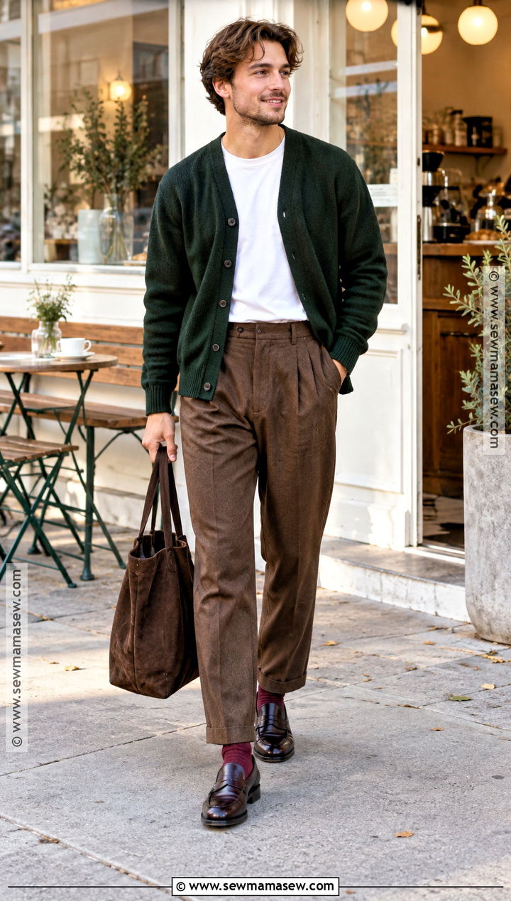 Mens Cardigan And Pleated Trousers Outfit - 15 2026 Fall Fashion Trends for Men