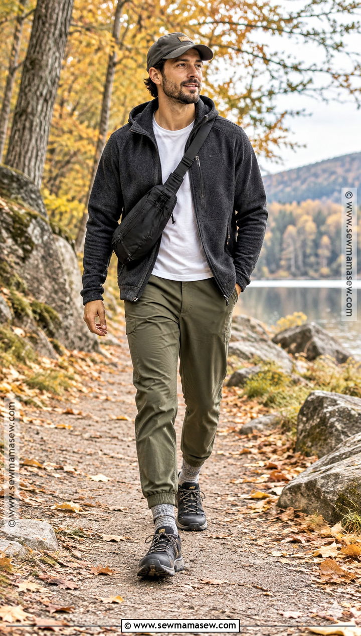 Mens Casual Fall Hiking Outfit With A Fleece Hoodie - 15 mens hiking outfit fall ideas