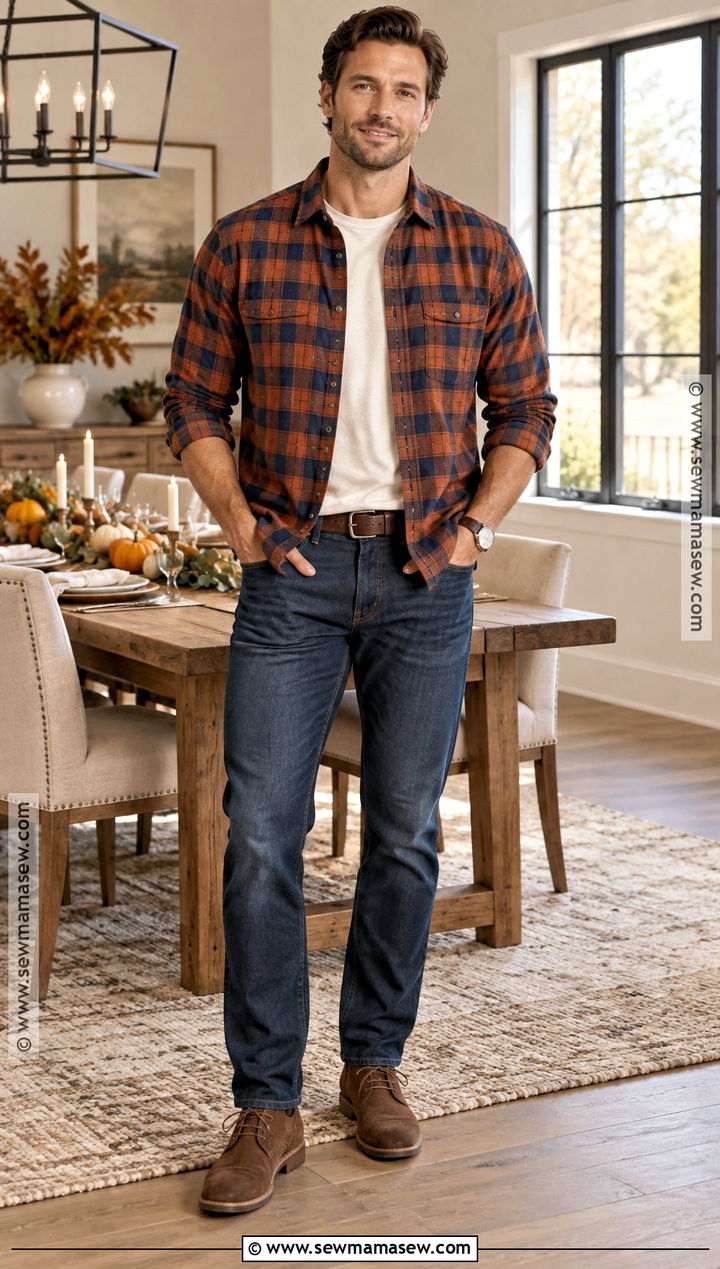 Mens Casual Thanksgiving Flannel Outfit - 20 man thanksgiving outfit ideas