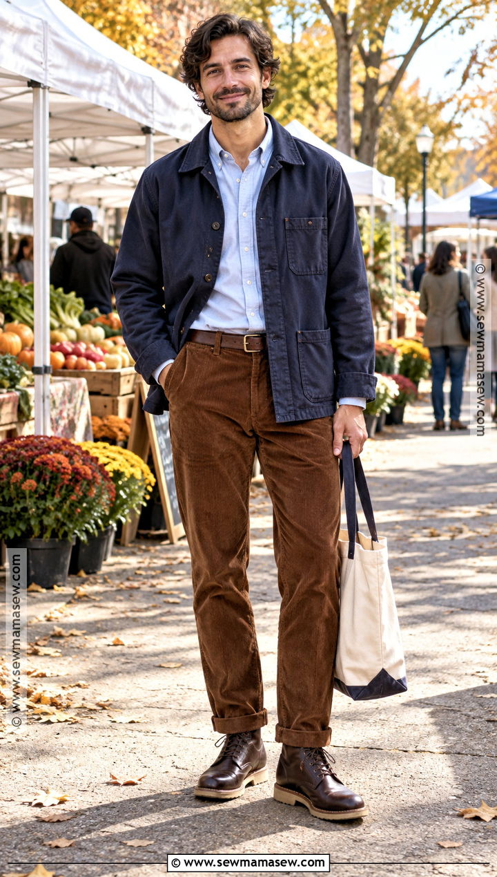 Mens Chore Jacket And Corduroy Pants Fall Outfit - 15 Men's Casual Style Fall Ideas