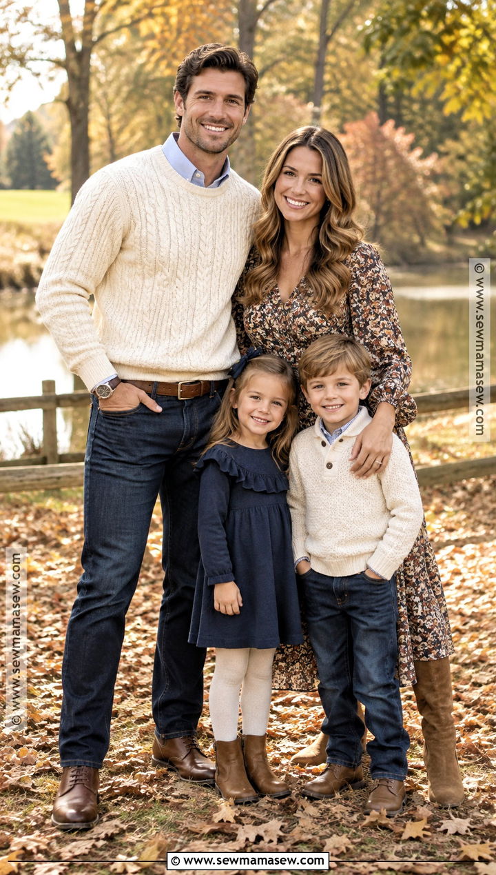 Mens Cream Sweater With Dark Jeans - 15 mens fall family photo outfit ideas