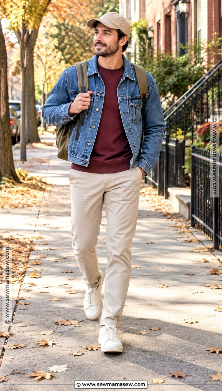 Mens Denim Jacket Outfit With Khaki Pants - 15 Mens Casual Fall Outfits 2026