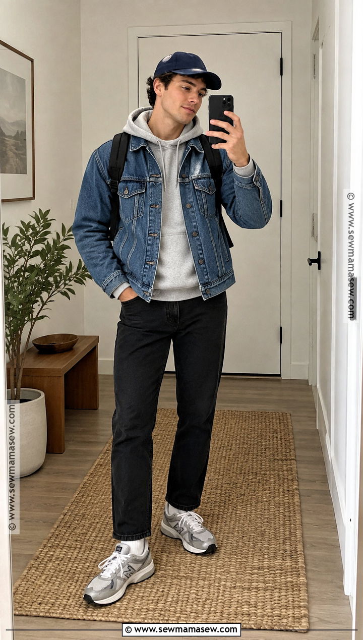 Mens Denim Jacket and Hoodie Fall Outfit - 20 men fall fits