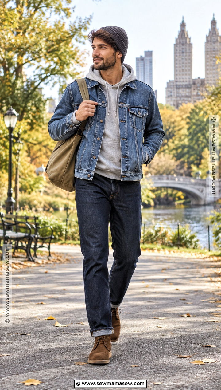 Mens Double Denim Fall Outfit - 15 men's fall fashion clothing ideas