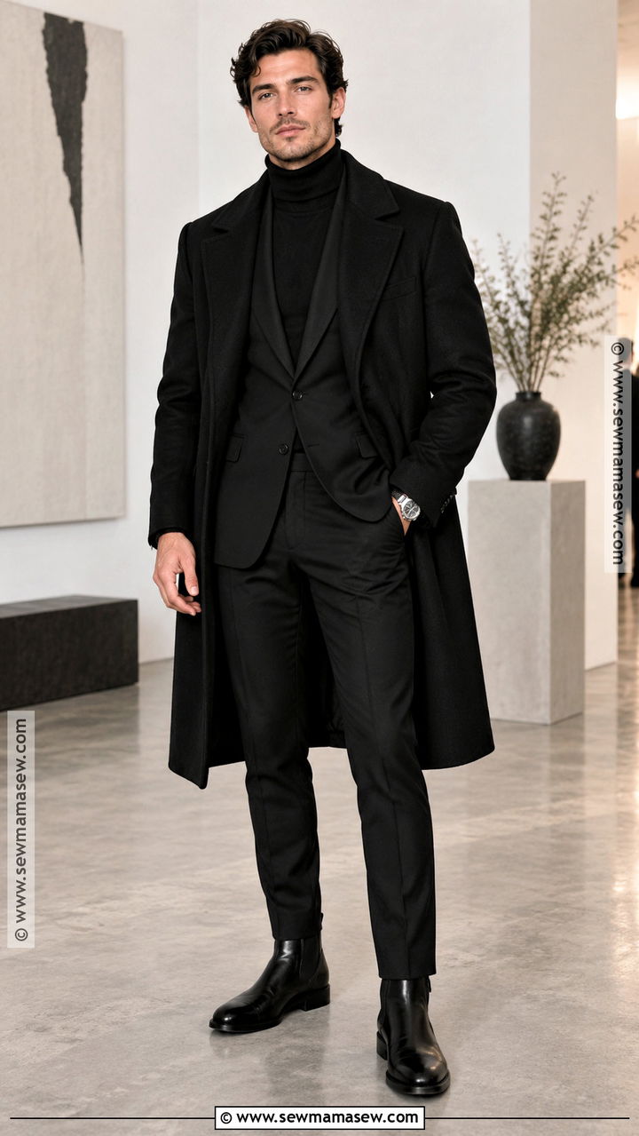 Mens Fall Black Suit And Turtleneck Outfit - 20 men fall outfits dressy